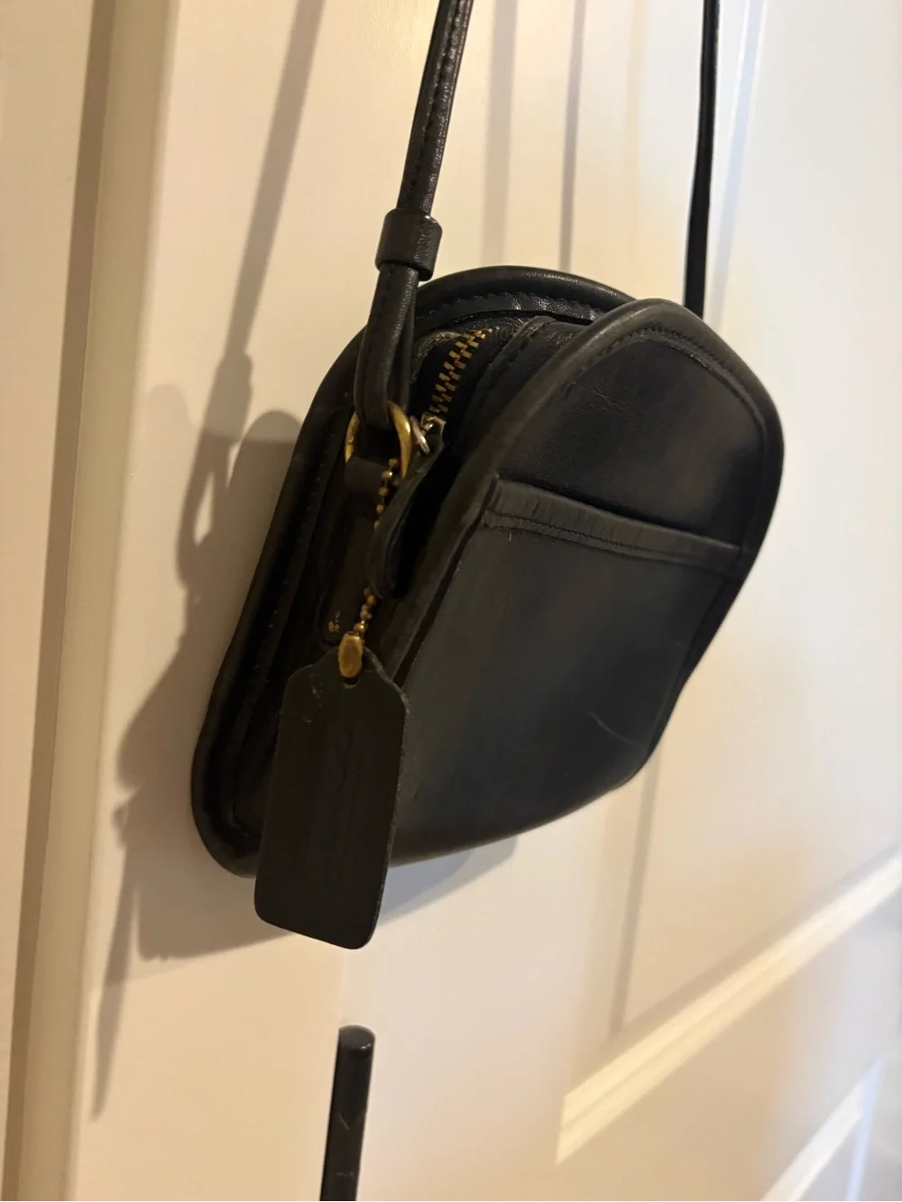 Vintage Coach Black Leather Mini Crossbody Bag